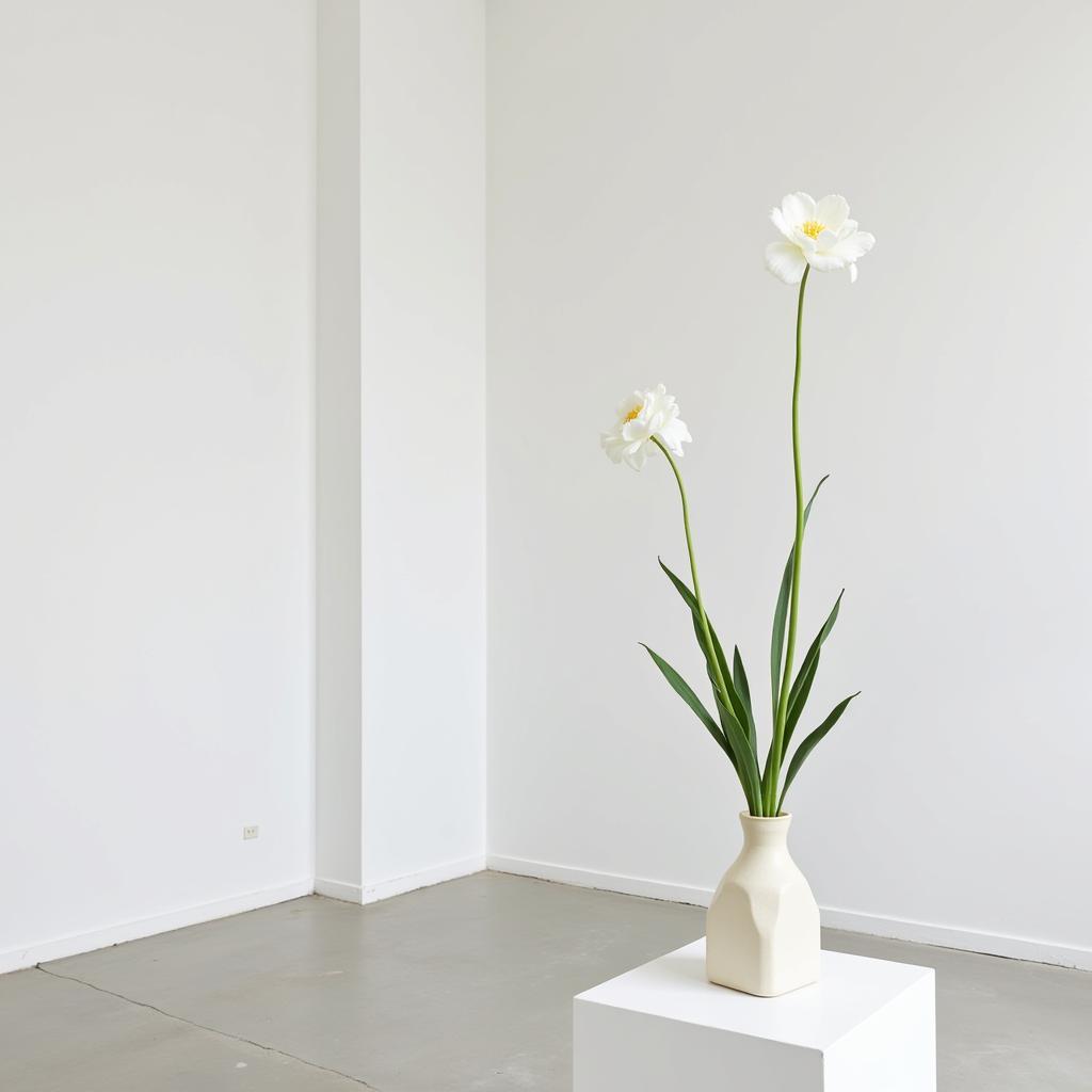  Minimalist Floral Installation in Art Gallery