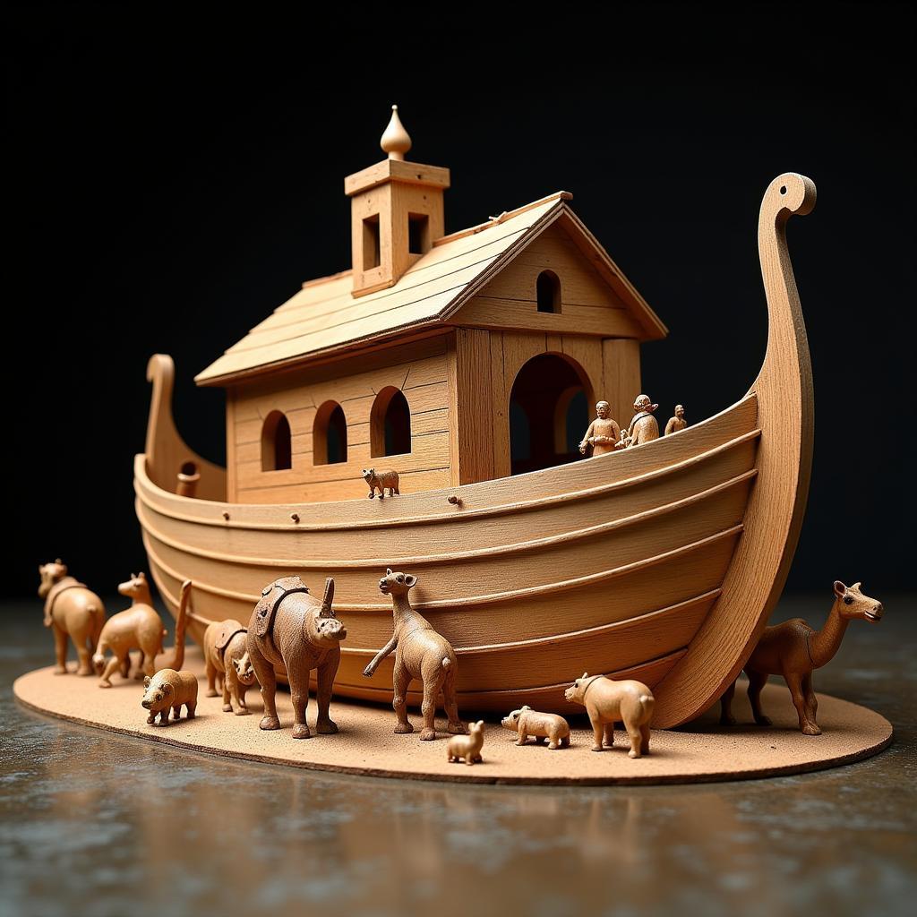 A wooden model of Noah's Ark from the medieval period