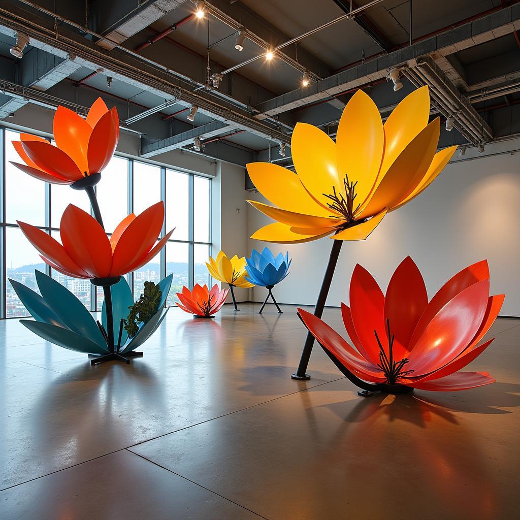 Modern abstract floral art installation