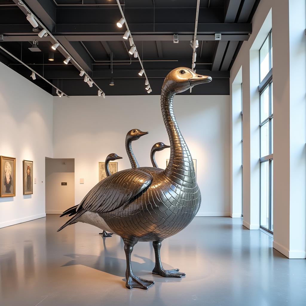 Modern Abstract Goose Sculpture