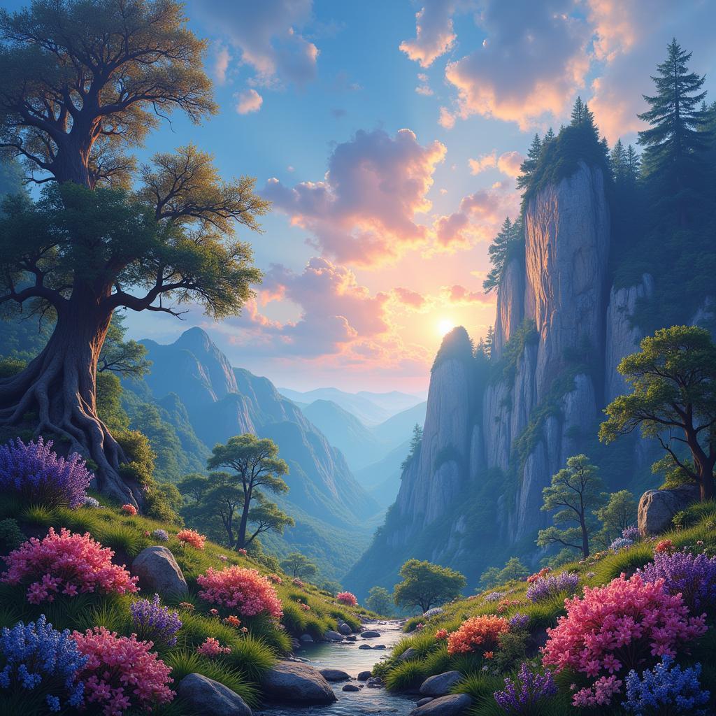 Digital Art Landscape Painting Inspired by Nature