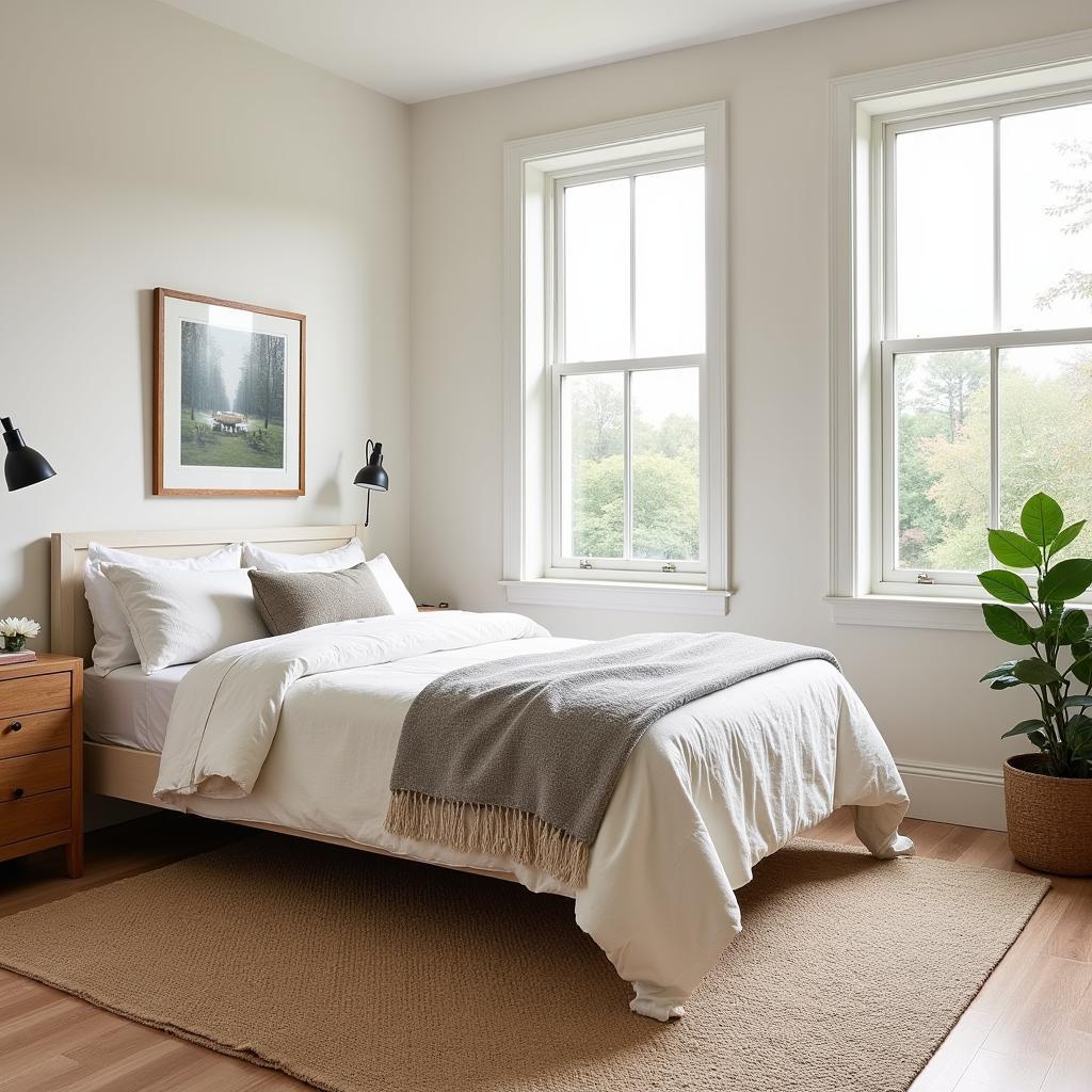 Modern Bedroom with Arts and Crafts Bedspread