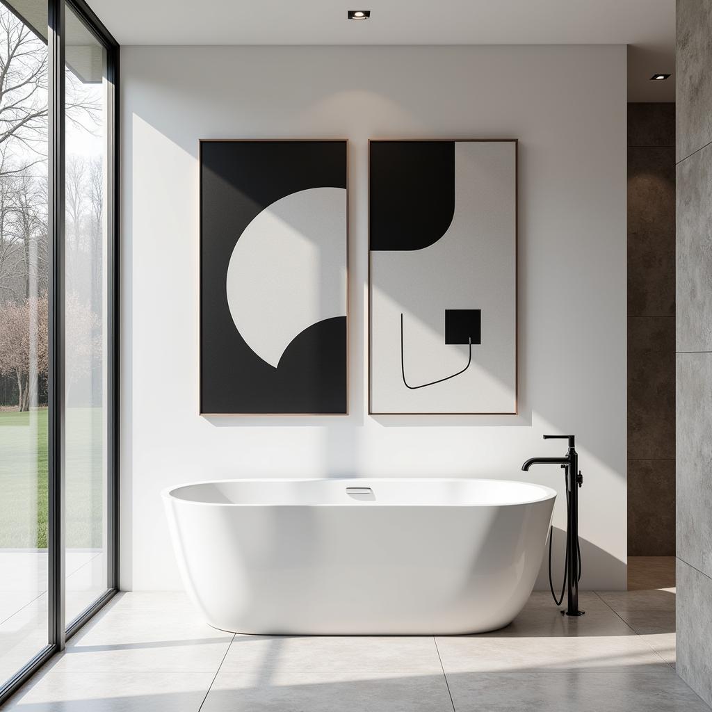 Modern Bathtub Art Prints: Geometric and Abstract Designs