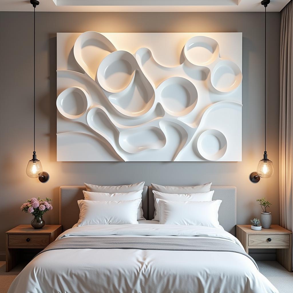 Modern Bedroom Decor with 3D Wall Art