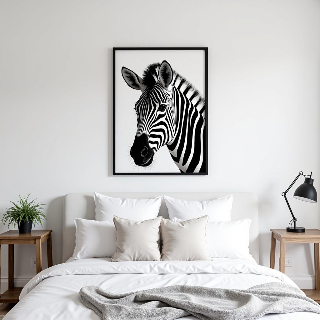 Modern Bedroom Decor with Zebra Print Wall Art