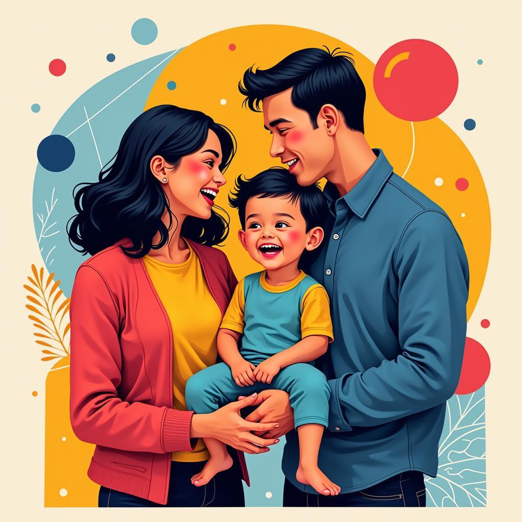 Modern Family Portrait Digital Art