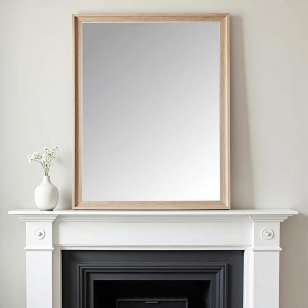 Modern Framed Mirror Art Above Fireplace