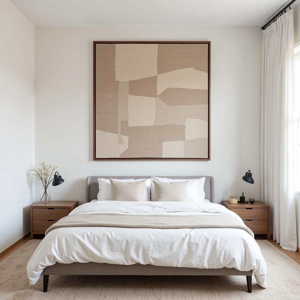 Modern Framed Rug Wall Art in Bedroom