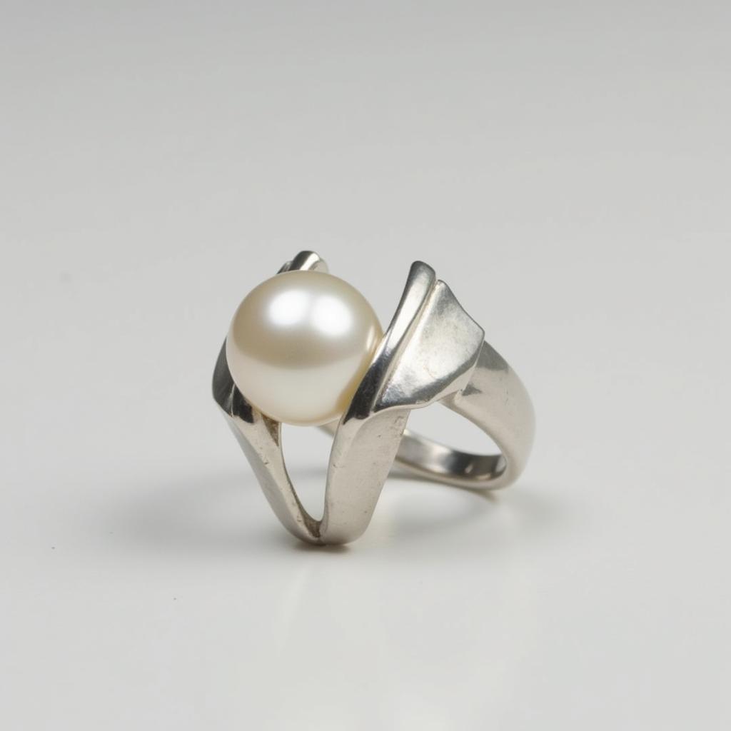 Modern Interpretation of Art Deco Pearl Ring