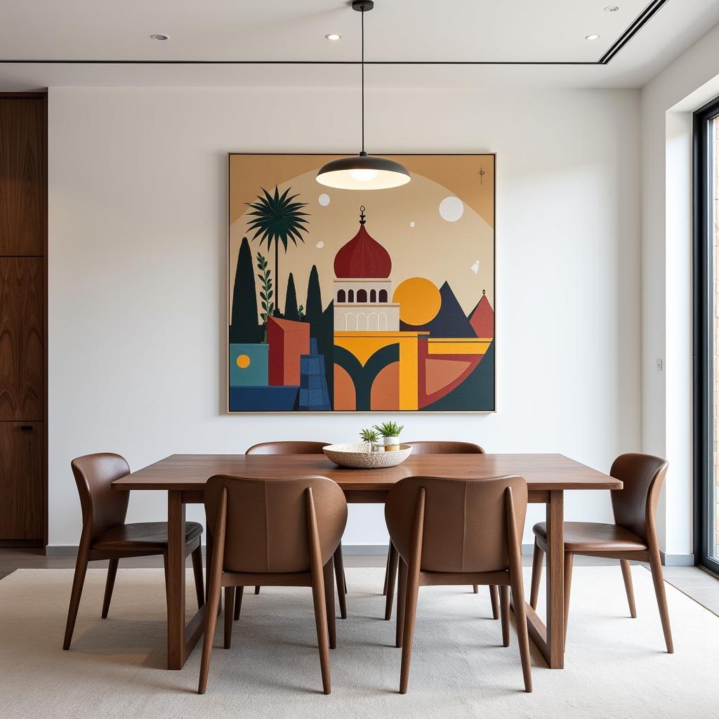 Modern Islamic Wall Art in Dining Room