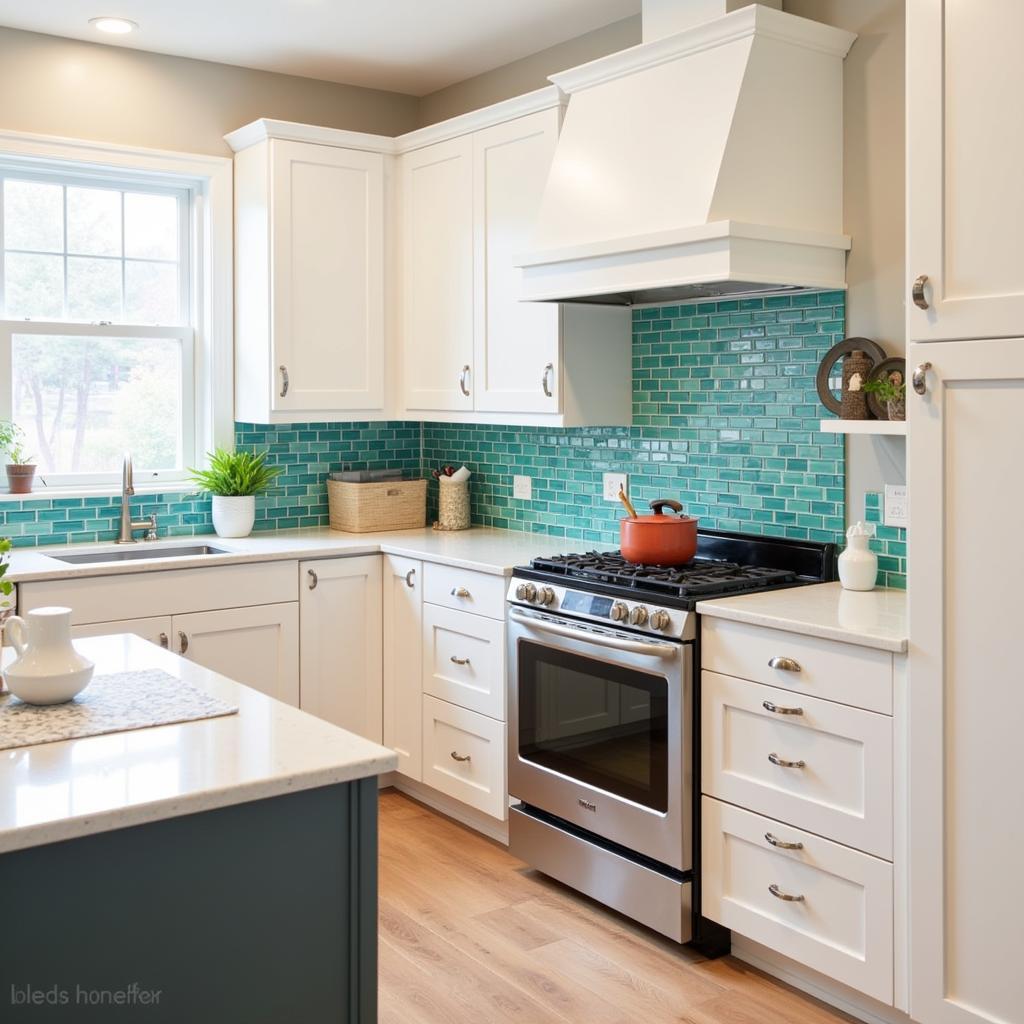 Modern kitchen with a peel and stick backsplash