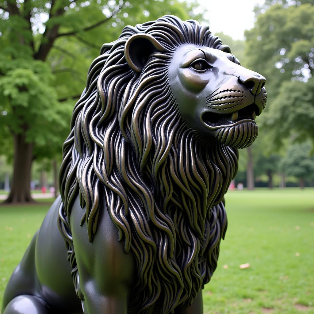 Modern Abstract Lion Sculpture in a Park Setting