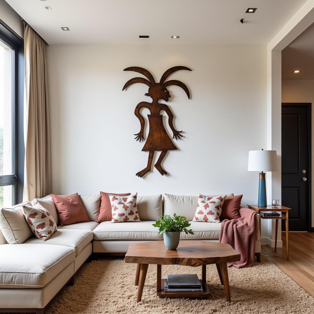 Modern Living Room with Kokopelli Metal Wall Art