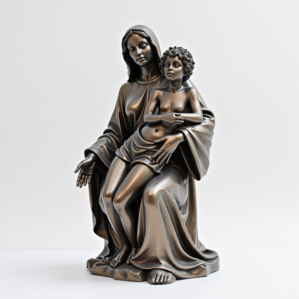 Modern Mary and Jesus Sculpture