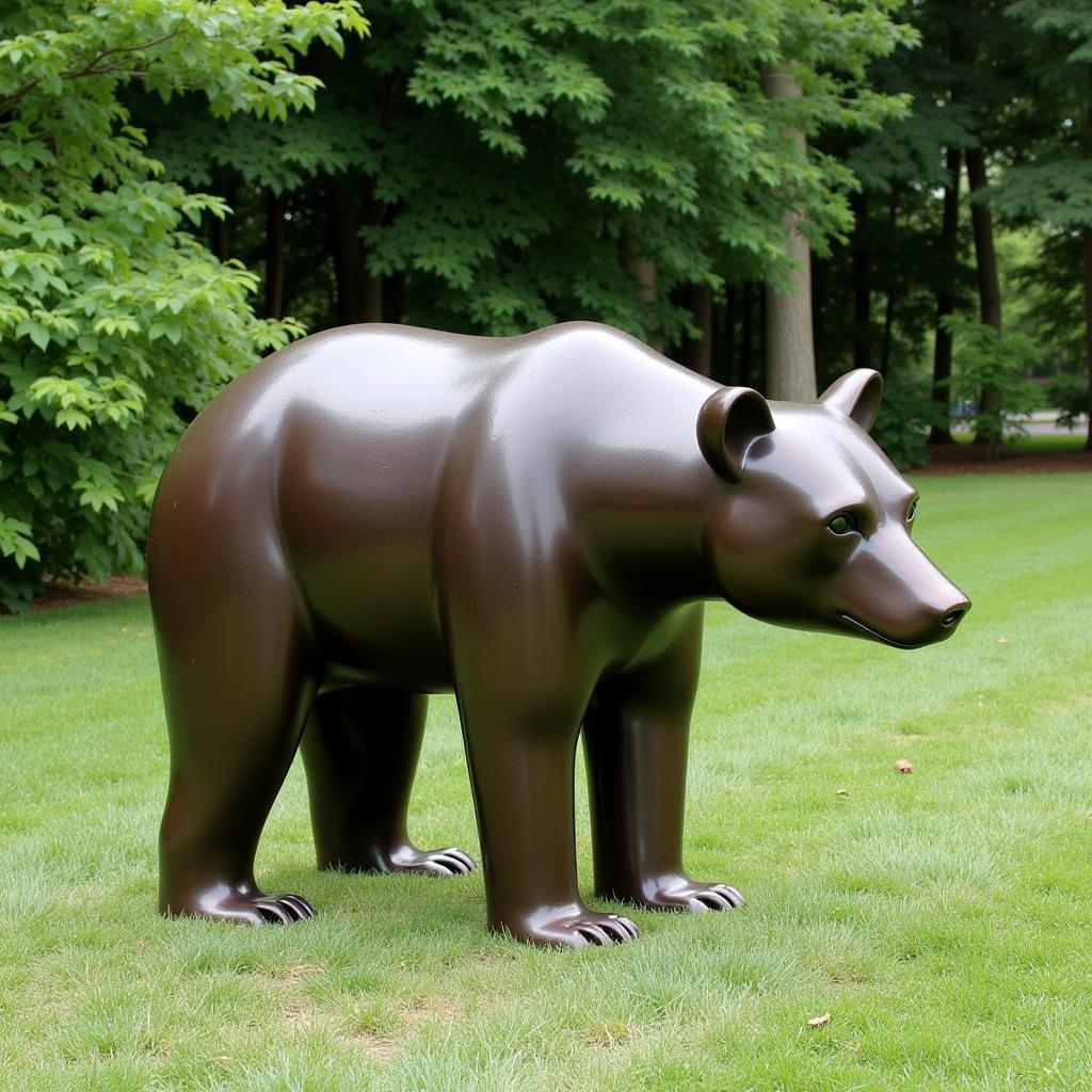 Modern Metal Bear Sculpture in Garden