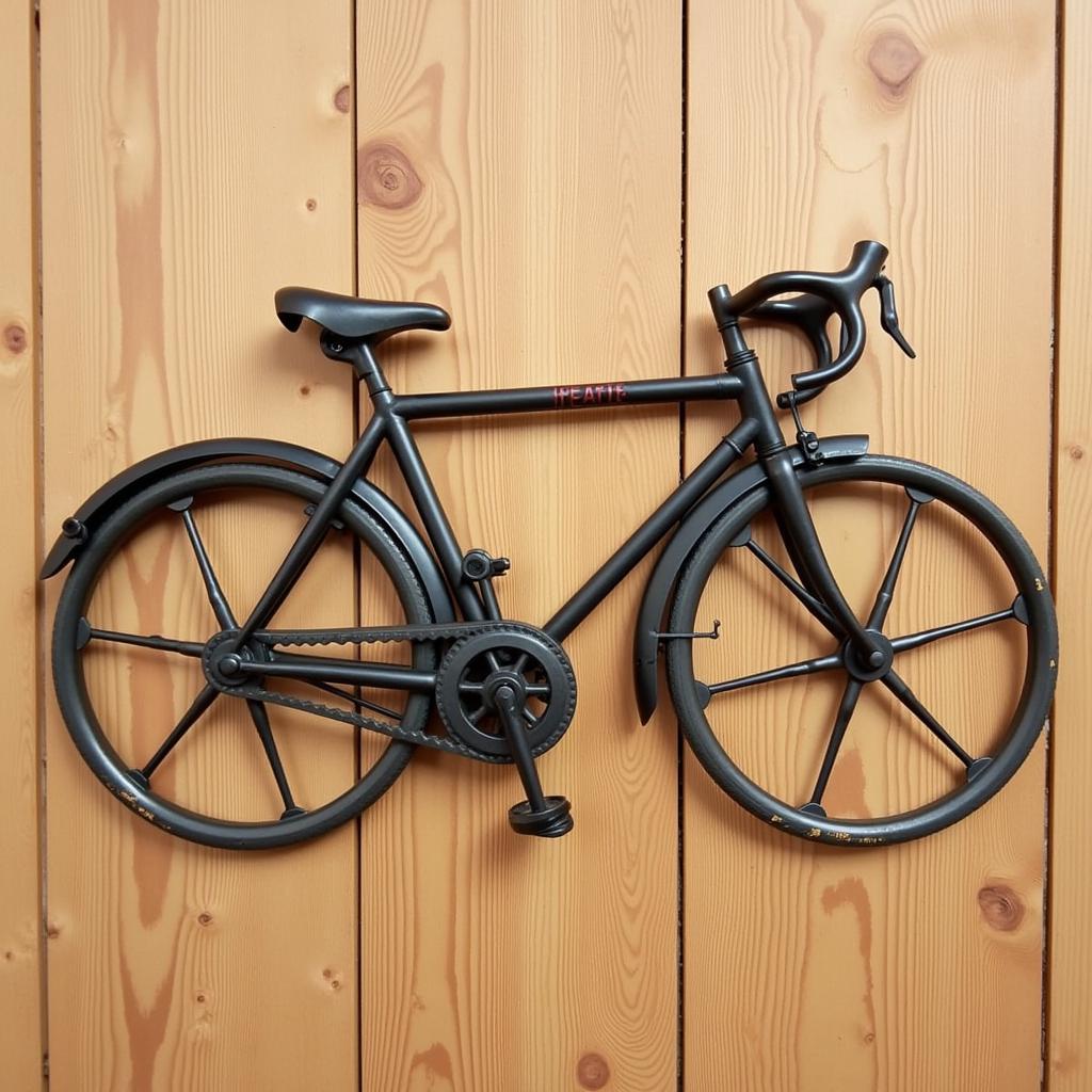 Modern Metal Bicycle Wall Sculpture crafted from recycled materials