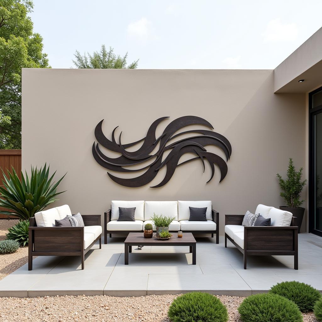 Modern Metal Wall Art Decor on a Patio