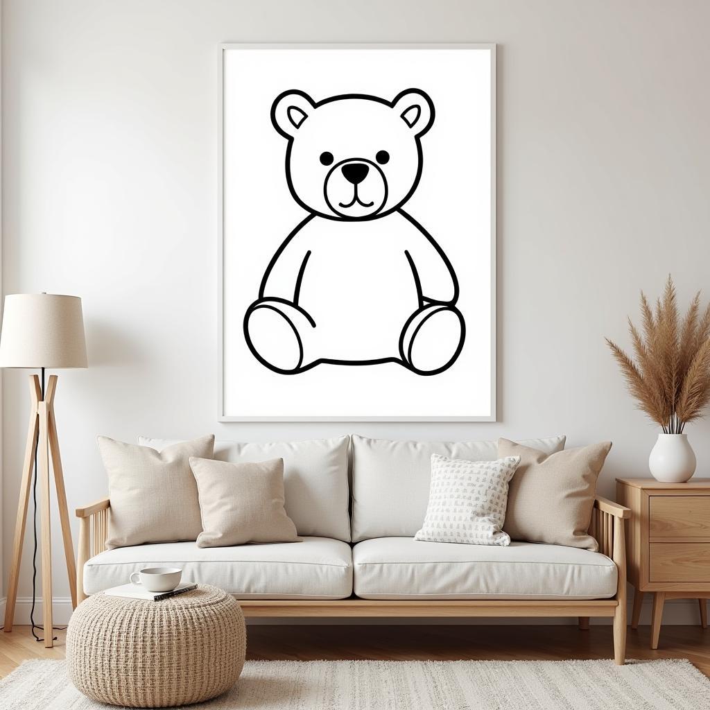 Modern Minimalist Teddy Bear Wall Art 