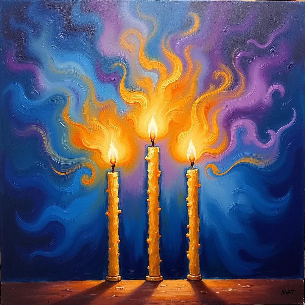 Abstract painting inspired by Shabbat candles