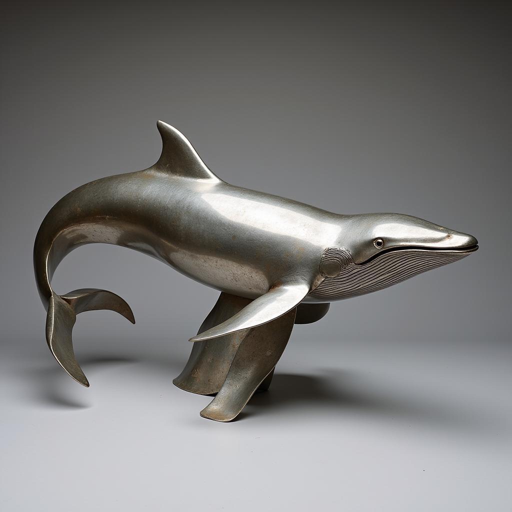 Modern Metal Sperm Whale Sculpture - Ocean Inspired Art