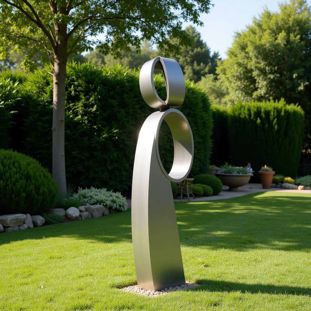 Modern Steel Sculpture in a Garden