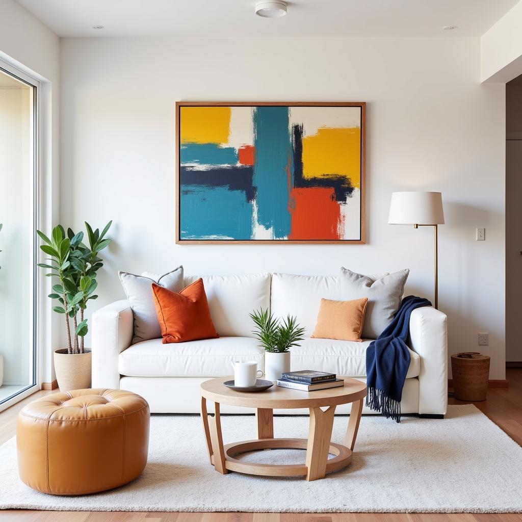 Modern Tucson home interior featuring abstract wall art