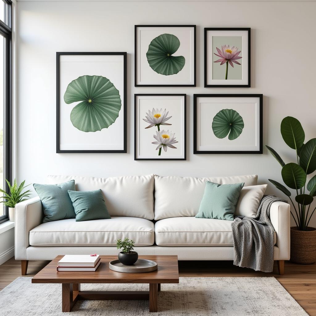 Modern Gallery Wall with Water Lily Prints