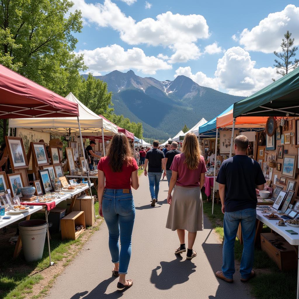 Crowds Browsing Art at a Montana Art Festival