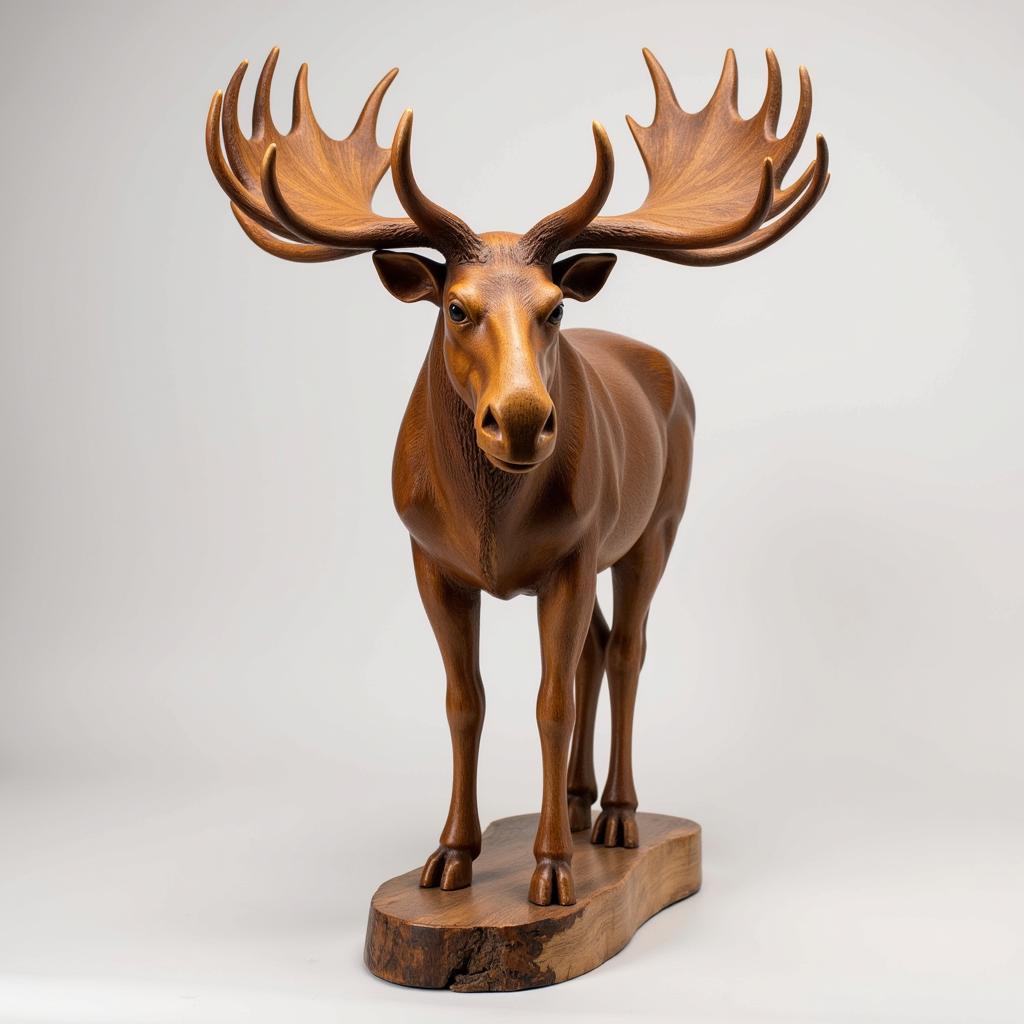 Moose Sculpture Carved from Wood