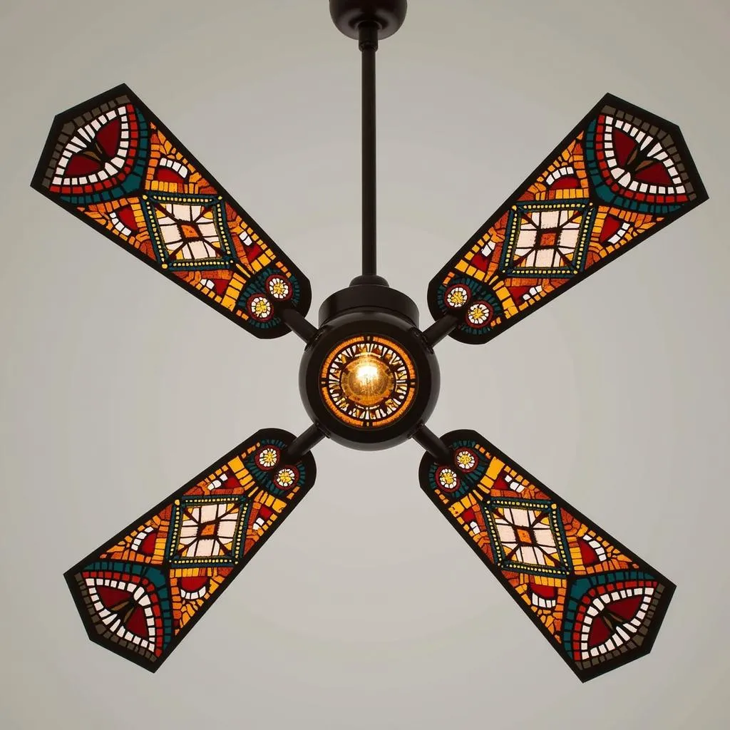 Mosaic Ceiling Fan with Geometric Patterns