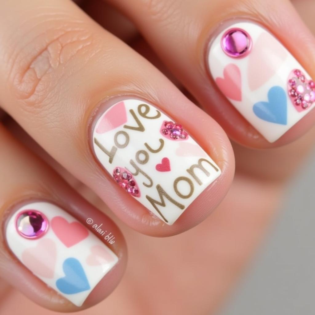 Mother's Day nail art with heartfelt messages