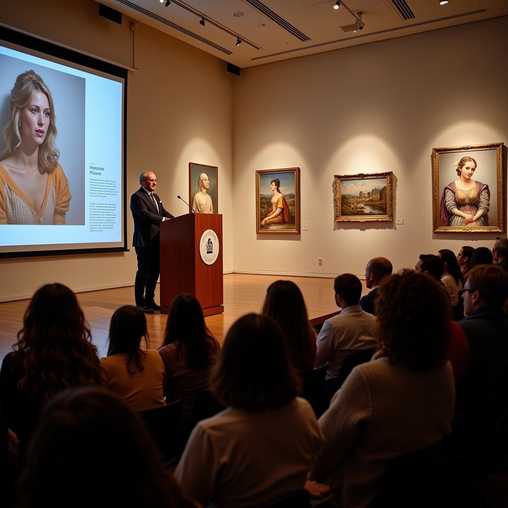 Nassau County Museum of Art Director addressing an audience