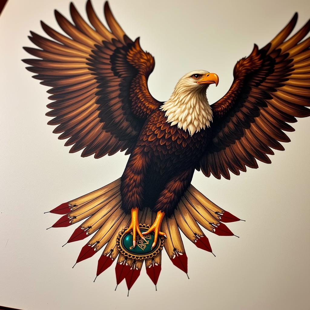 Native American Art Print Featuring Eagle Symbol