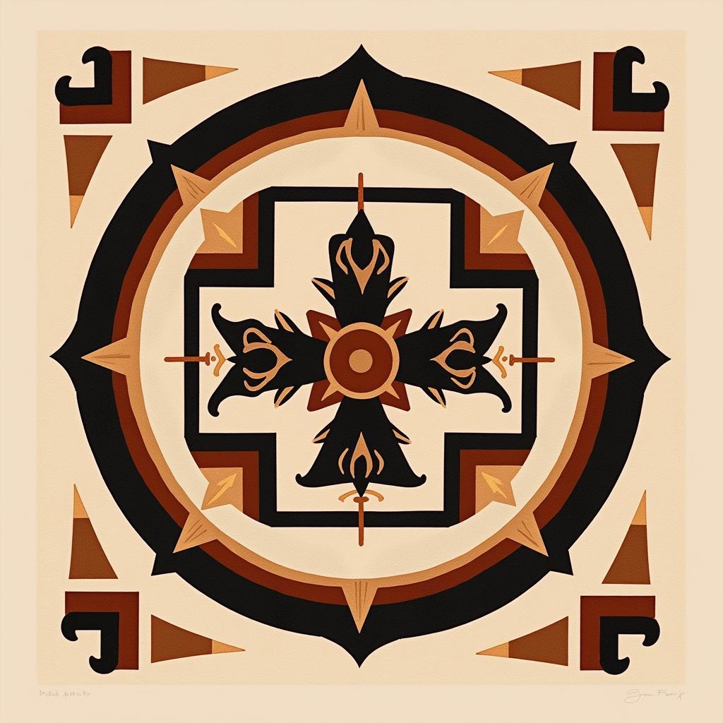 Native American Art Print with Geometric Patterns