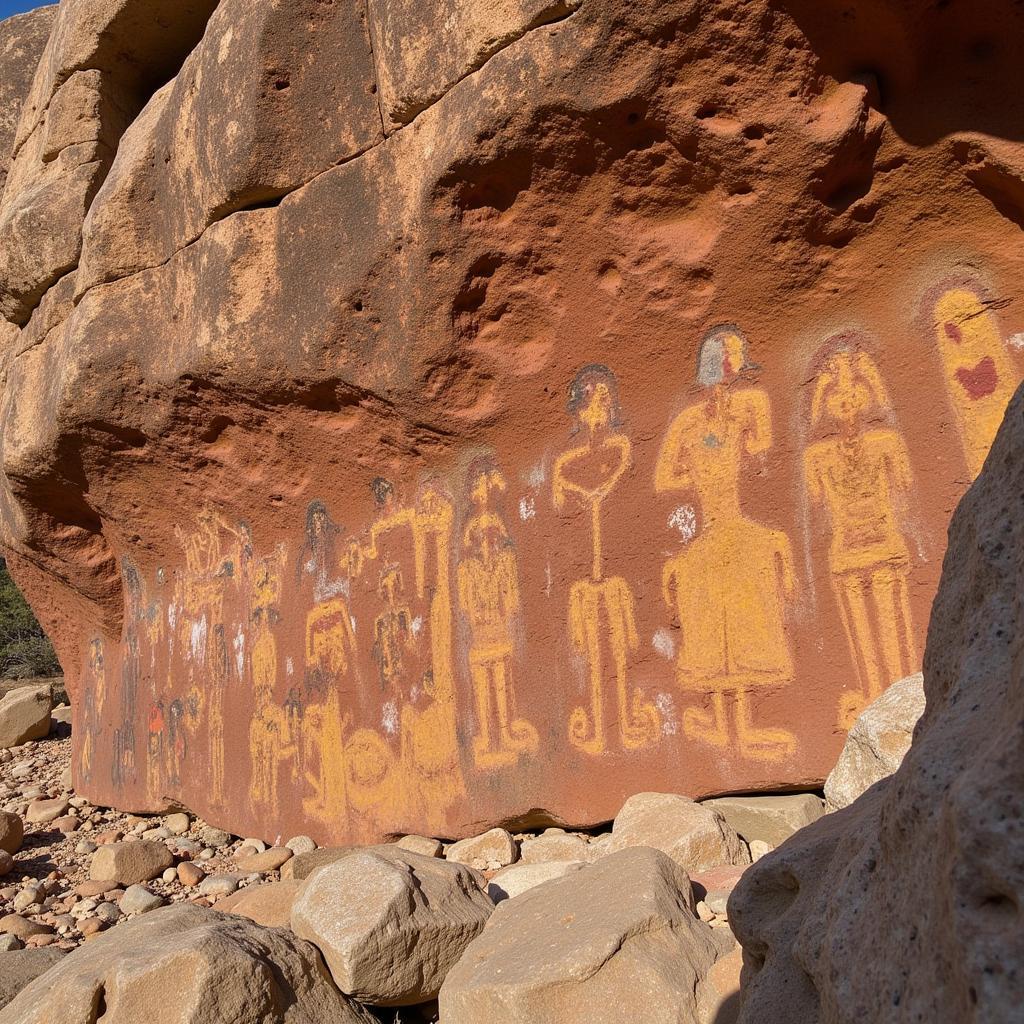 Ancient Pictographs on Canyon Walls in Big Bend