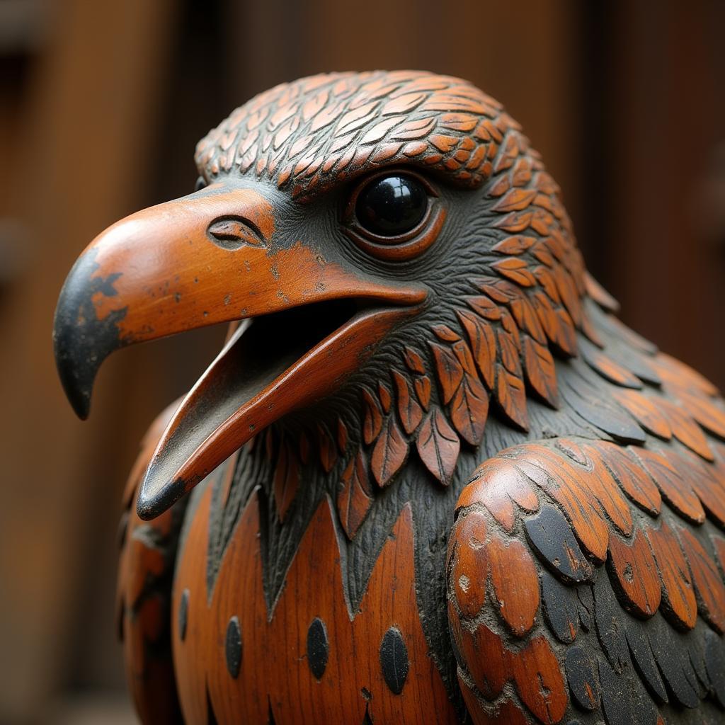 Native Raven Carving on Wood