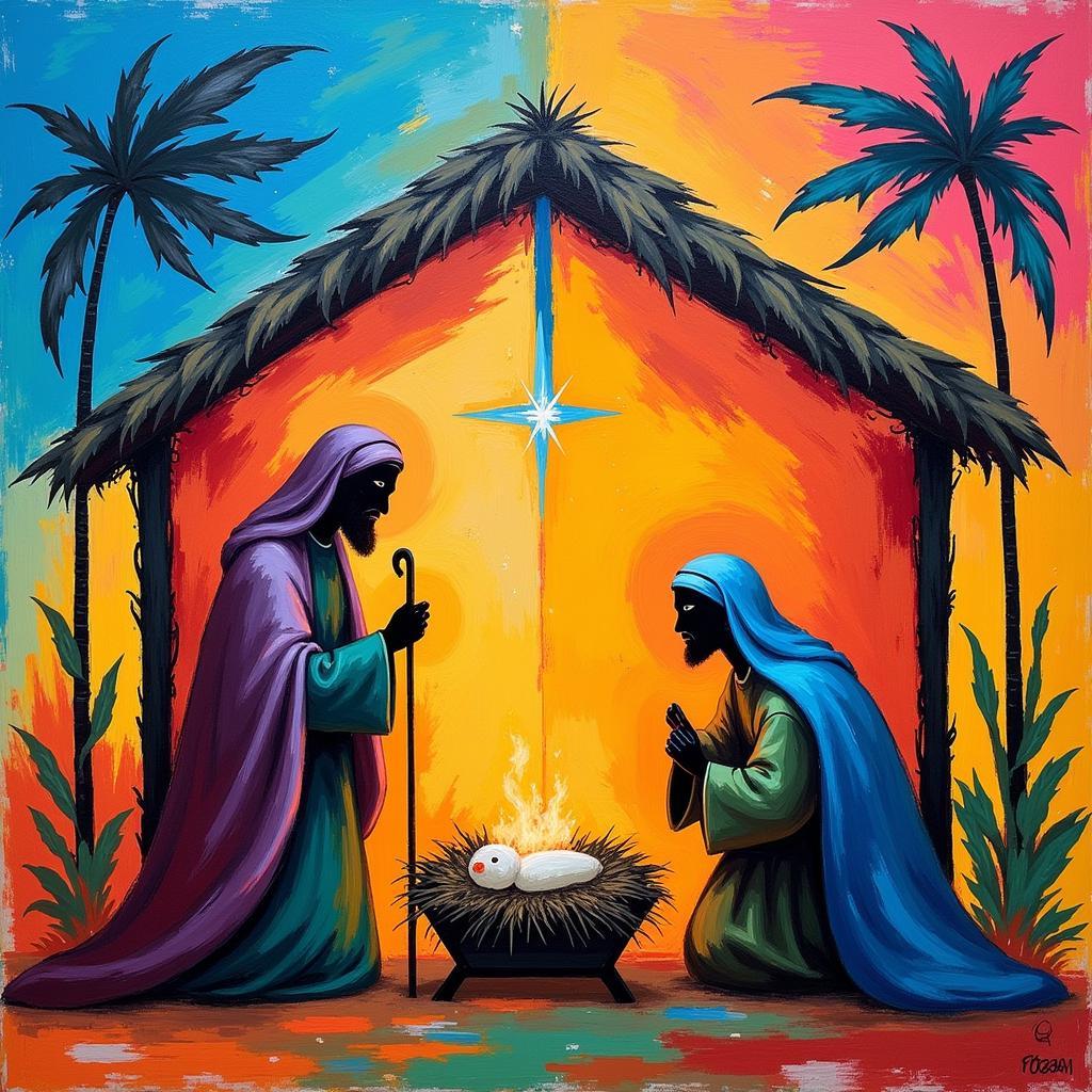 Abstract Nativity Scene Painting