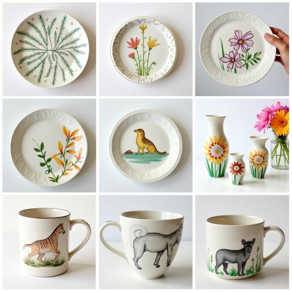 Nature-Inspired Decorative Art Painting Patterns on Ceramics