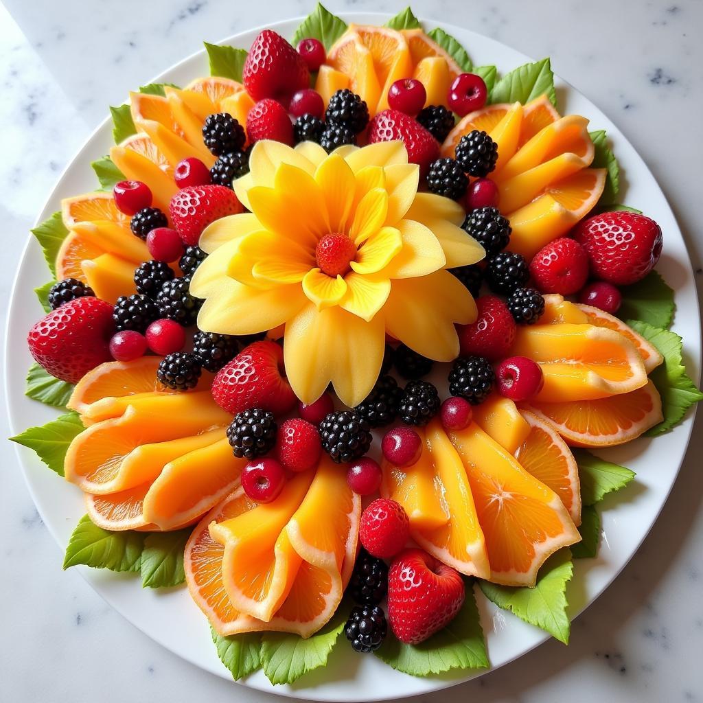 Nature-Inspired Dessert Art with Fruit Arrangements