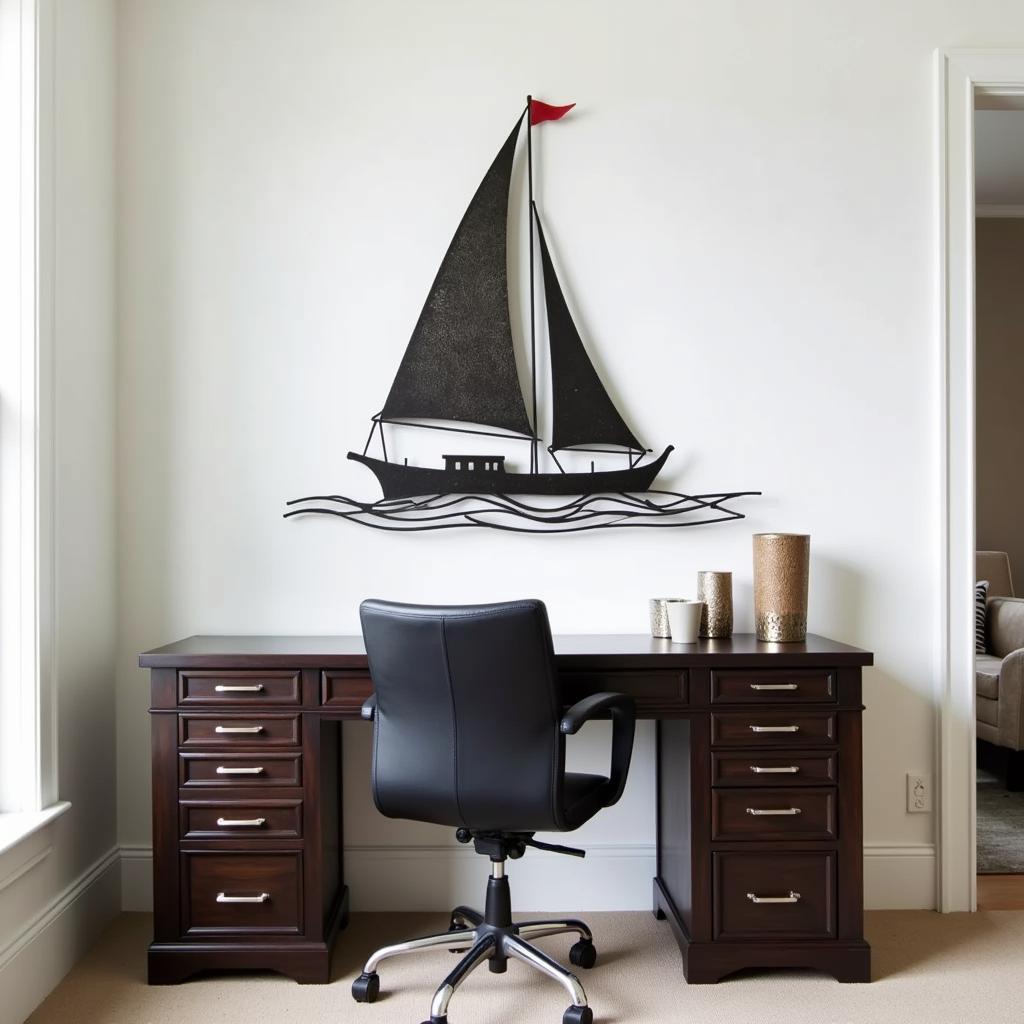 Nautical Metal Wall Art in a Home Office