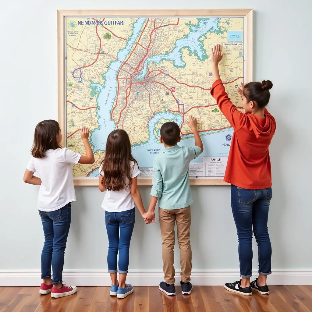 Family Activities with New York Map Wall Art