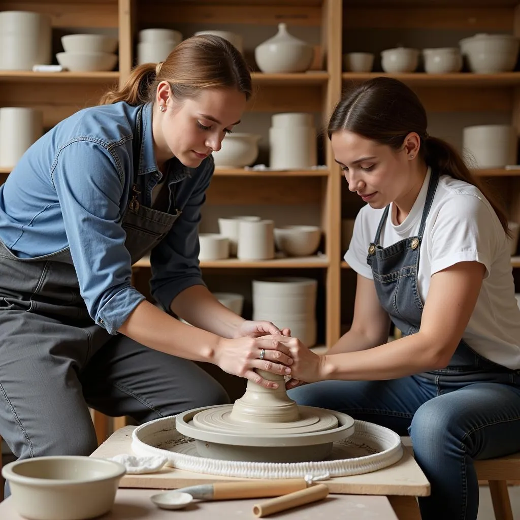 Vermont pottery workshop with skilled artisan