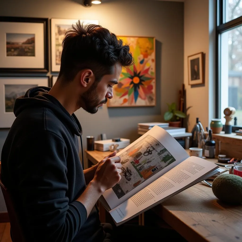 Artist Reading an Art Magazine