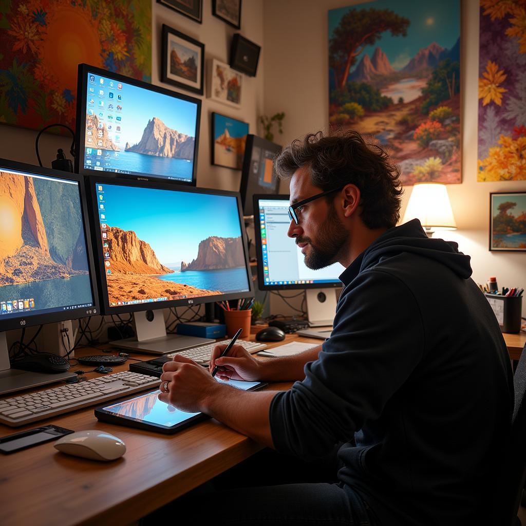 Digital artist Art Huckabee in his studio