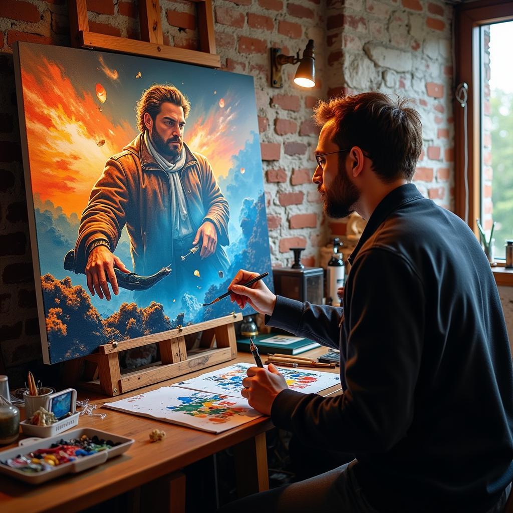 Nghệ sĩ đang sáng tạo Guy Canvas Art