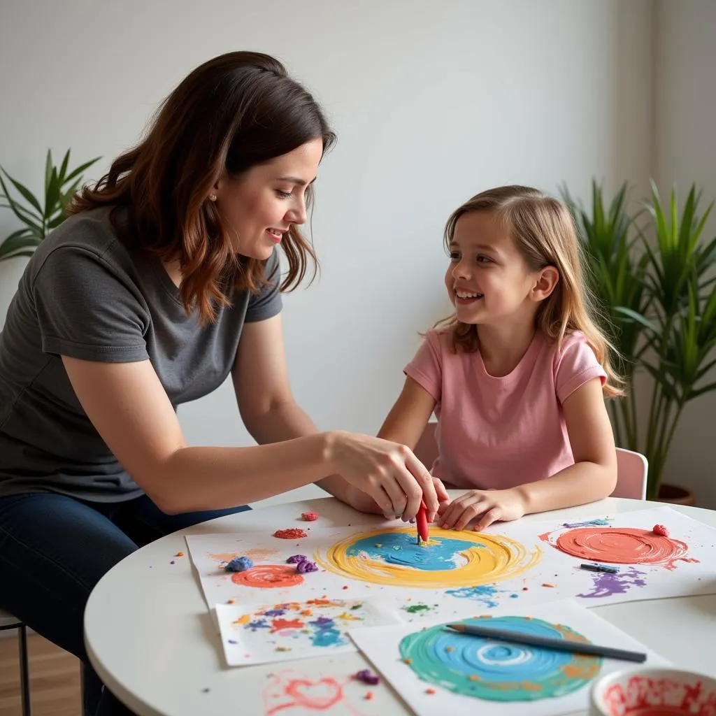 Art therapist working with patient