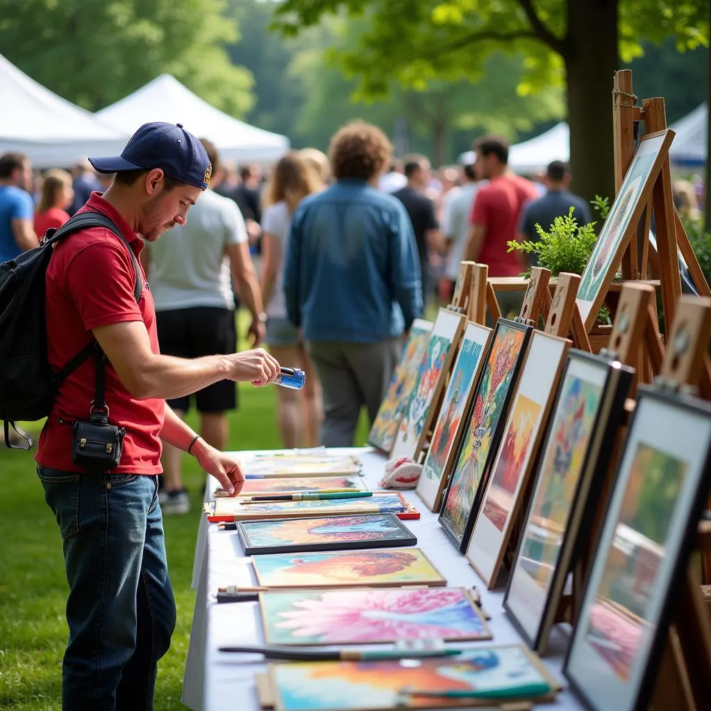 Nghệ sĩ trình bày tác phẩm tại Rutland VT Art in the Park