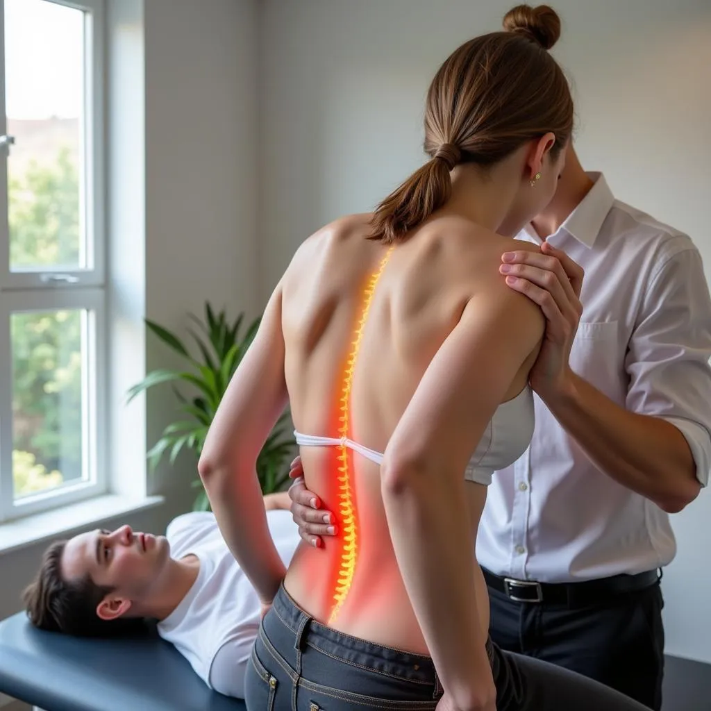 Chiropractor adjusting a patient's spine