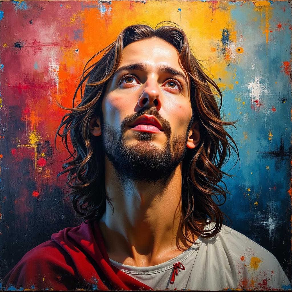 Modern Abstract Painting of Jesus