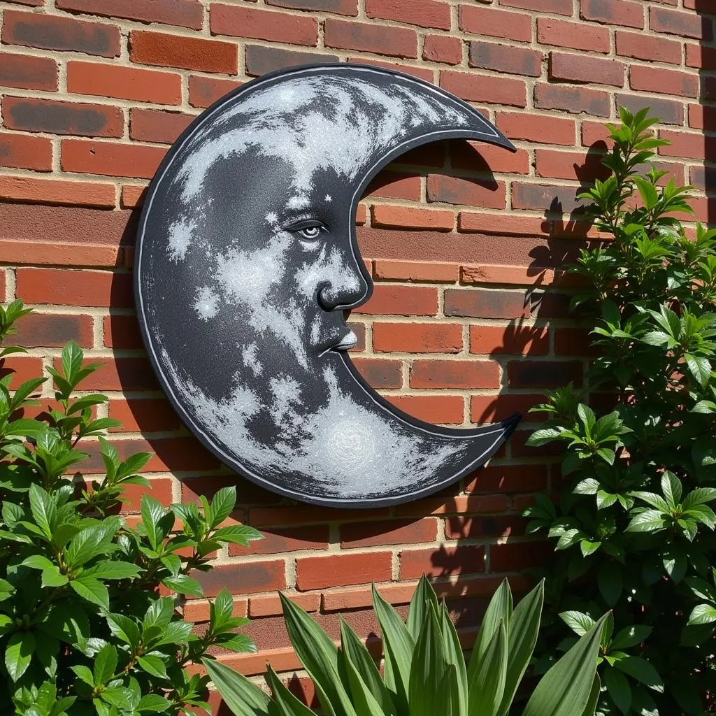 Metal moon outdoor wall art